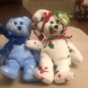 1990's TY Holiday Plush Teddy Bear Duo